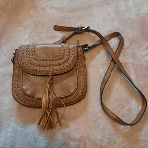 Leather saddle style crossbody purse